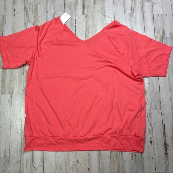 Lane Bryant Relaxed Fit Coral Pink Short Sleeve Beaded Shirt Size 22/24 - Picture 12 of 15